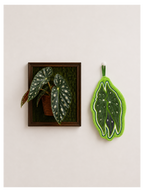 Green felt leaf-shaped hand towel with spotted botanical pattern, part of the Paw&Leaf hand towel collection