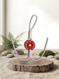 Mini Plate Bag Charm - Aries zodiac charm, red weight plate keychain with ram symbol on wood display