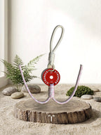 Mini Plate Bag Charm - Aries zodiac charm, red weight plate keychain with ram symbol on wood display