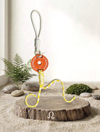 Mini Plate Bag Charm - Leo zodiac charm, orange weight plate keychain on wood display