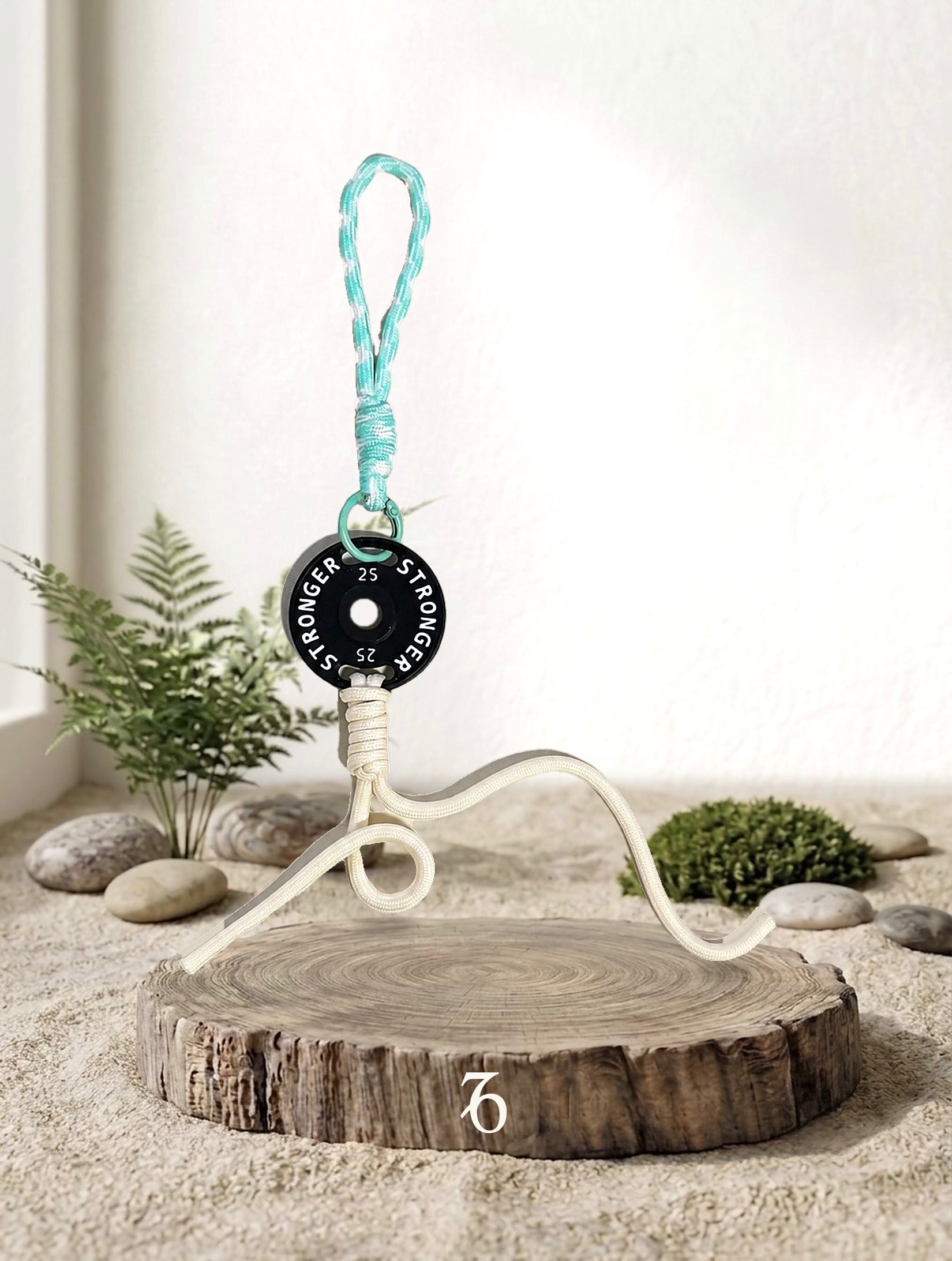 Mini Plate Bag Charm - Capricorn zodiac charm, black weight plate keychain on wood display