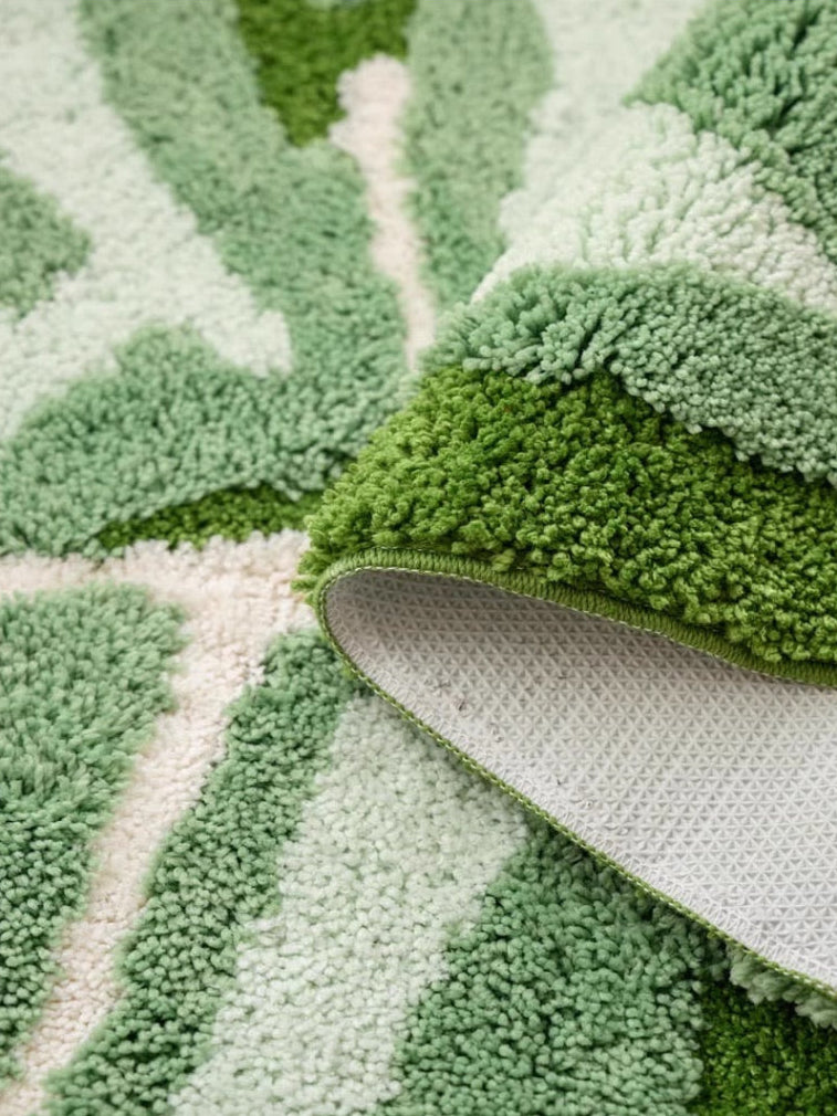 Tufted Plant Rug - close-up of plush faux-wool pile and non-slip woven backing