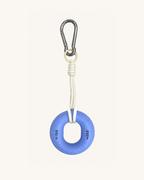 Boulder Grip Charm in blue - donut-shaped climbing grip keychain with cream rope and carabiner