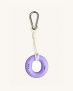 Boulder Grip Charm in purple - donut-shaped climbing grip keychain with cream rope and carabiner