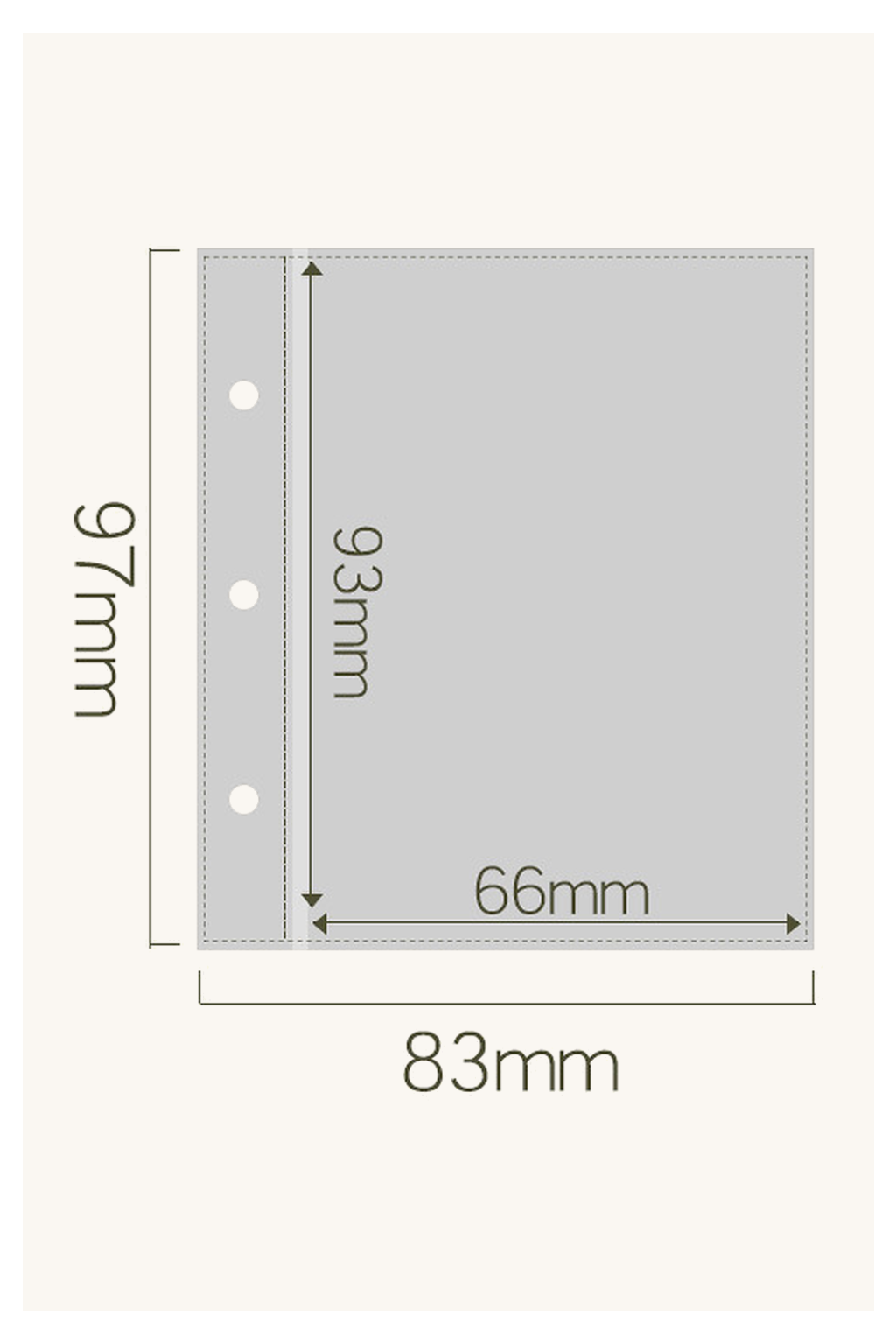 Toast Polaroid Memory Album refill sleeve size diagram - 97mm x 83mm mini photo album dimensions